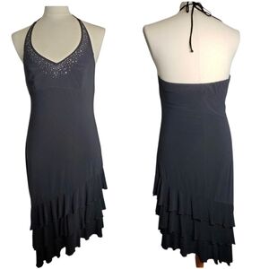 Vintage Y2k Babydoll Asymmetric Whimsigoth Midi Dress Sz Large Fairy Grunge Goth